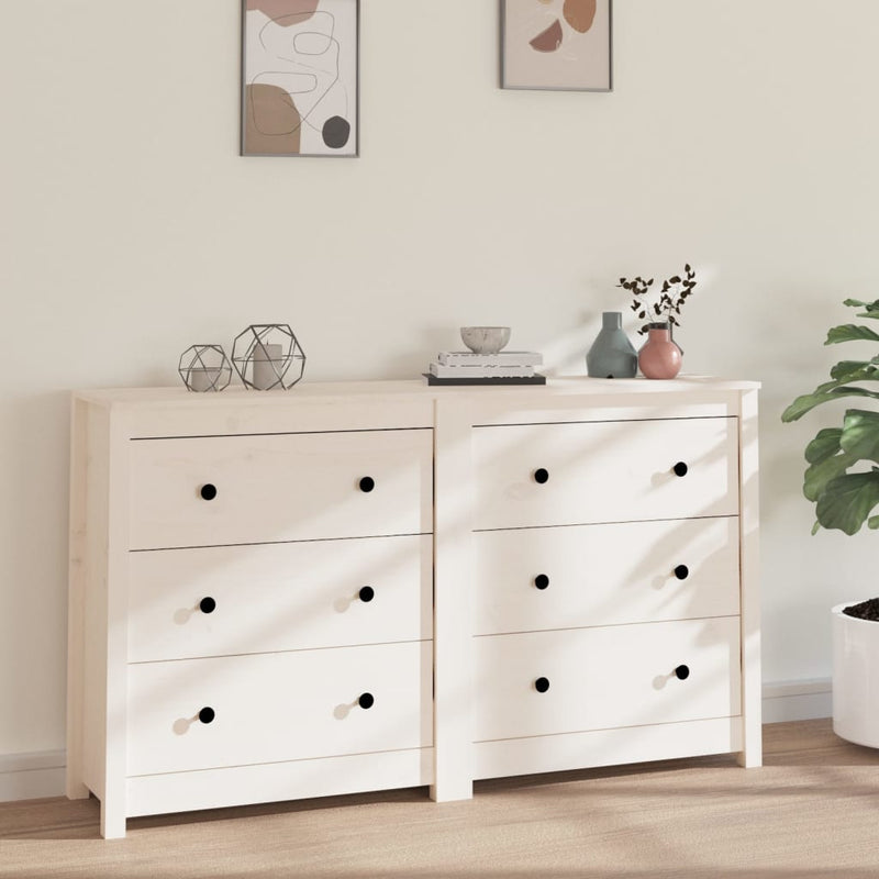 vidaXL Sideboard Black 140x35x80 cm Solid Wood Pine
