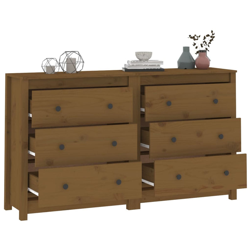 vidaXL Sideboard Black 140x35x80 cm Solid Wood Pine