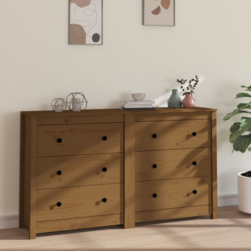 vidaXL Sideboard Black 140x35x80 cm Solid Wood Pine