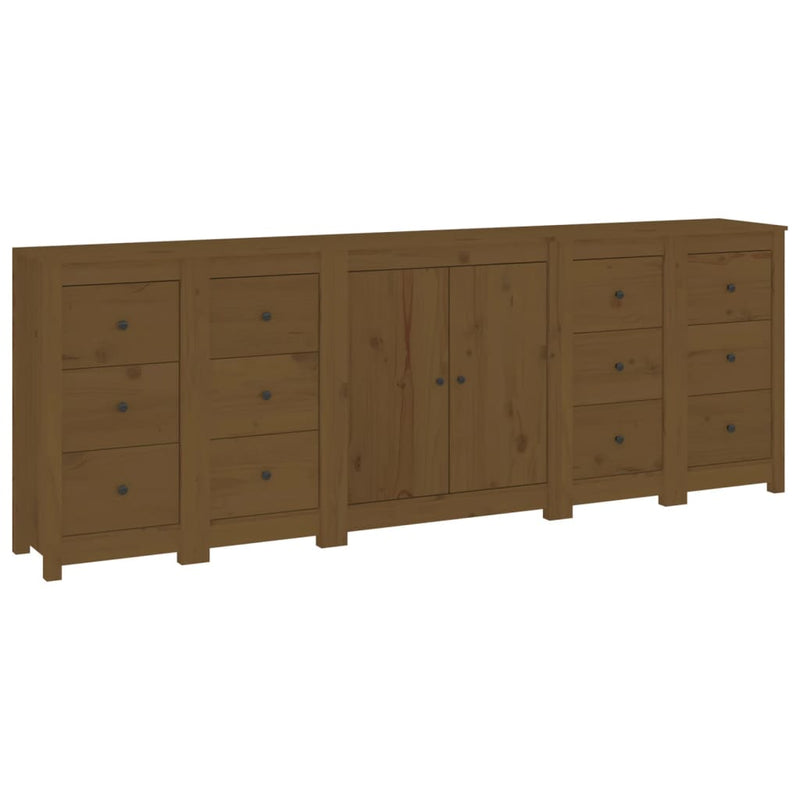 vidaXL Sideboard Honey Brown 230x35x80 cm Solid Wood Pine