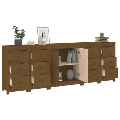 vidaXL Sideboard Honey Brown 230x35x80 cm Solid Wood Pine