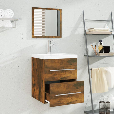 vidaXL Sink Cabinet with Built-in Basin Smoked Oak Engineered Wood