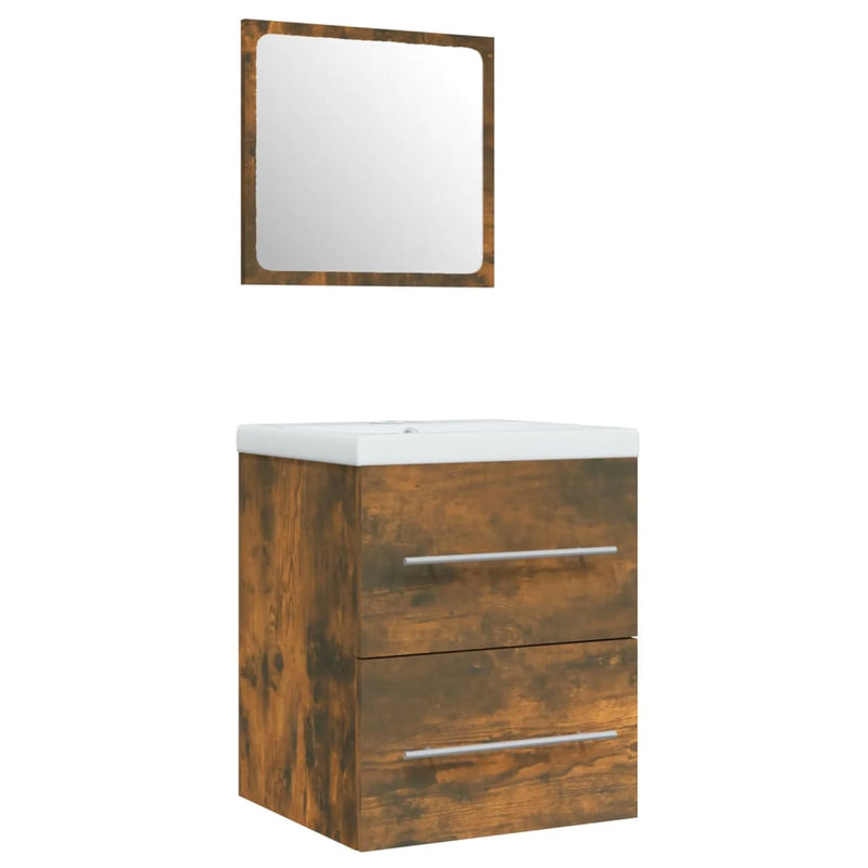 vidaXL Sink Cabinet with Built-in Basin Smoked Oak Engineered Wood
