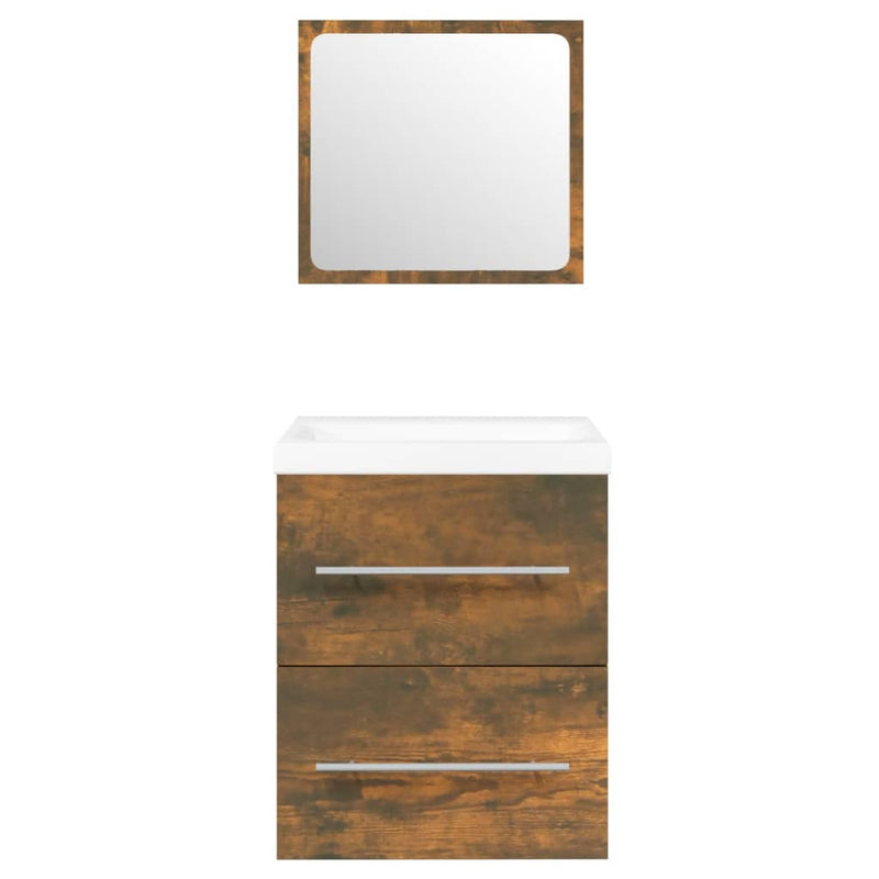 vidaXL Sink Cabinet with Built-in Basin Smoked Oak Engineered Wood