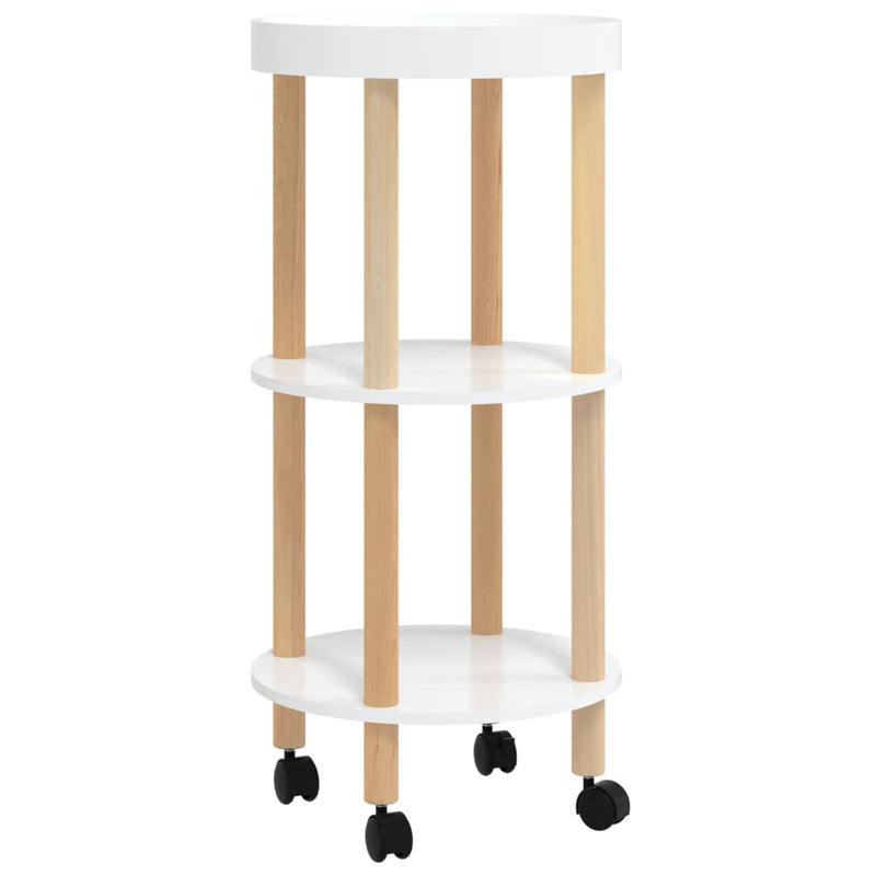 vidaXL 3-tier Trolley Black 38x38x82cm Engineered Wood&Solid Wood Pine