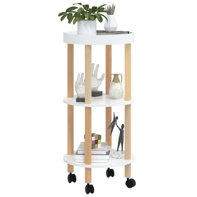vidaXL 3-tier Trolley Black 38x38x82cm Engineered Wood&Solid Wood Pine
