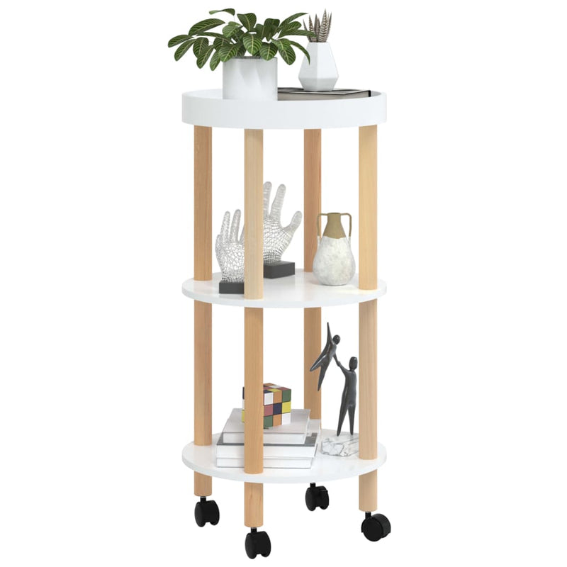 vidaXL 3-tier Trolley Black 38x38x82cm Engineered Wood&Solid Wood Pine