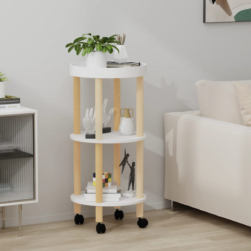 vidaXL 3-tier Trolley Black 38x38x82cm Engineered Wood&Solid Wood Pine