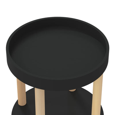 vidaXL 3-tier Trolley Black 38x38x82cm Engineered Wood&Solid Wood Pine