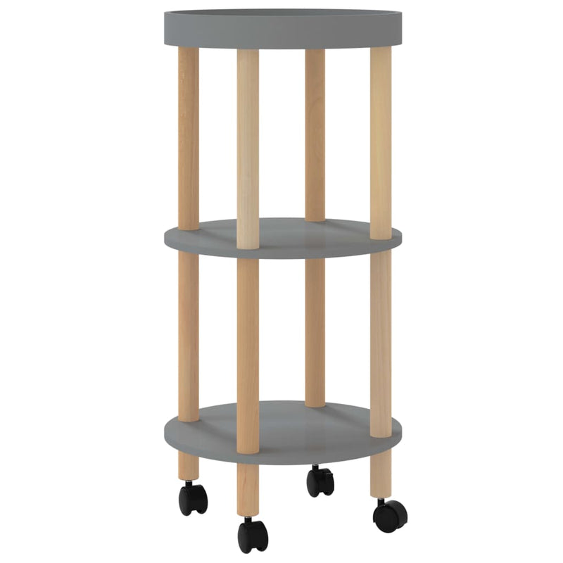 vidaXL 3-tier Trolley Black 38x38x82cm Engineered Wood&Solid Wood Pine
