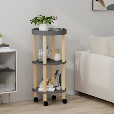 vidaXL 3-tier Trolley Black 38x38x82cm Engineered Wood&Solid Wood Pine