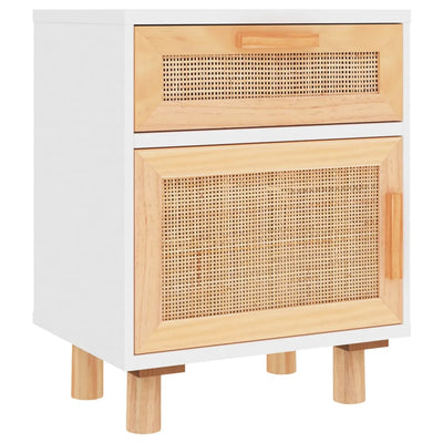 vidaXL Bedside Cabinets 2 pcs Black Solid Wood Pine and Natural Rattan
