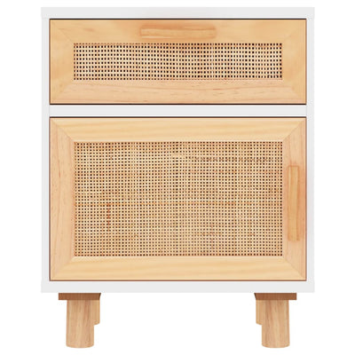 vidaXL Bedside Cabinets 2 pcs Black Solid Wood Pine and Natural Rattan