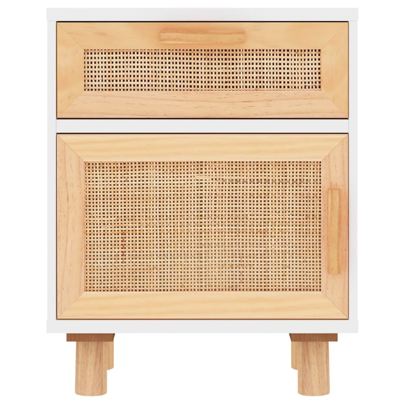 vidaXL Bedside Cabinets 2 pcs Black Solid Wood Pine and Natural Rattan