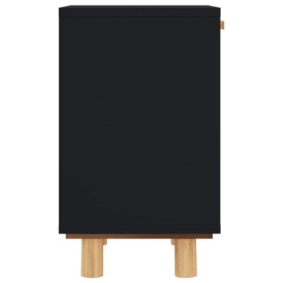 vidaXL Bedside Cabinets 2 pcs Black Solid Wood Pine and Natural Rattan
