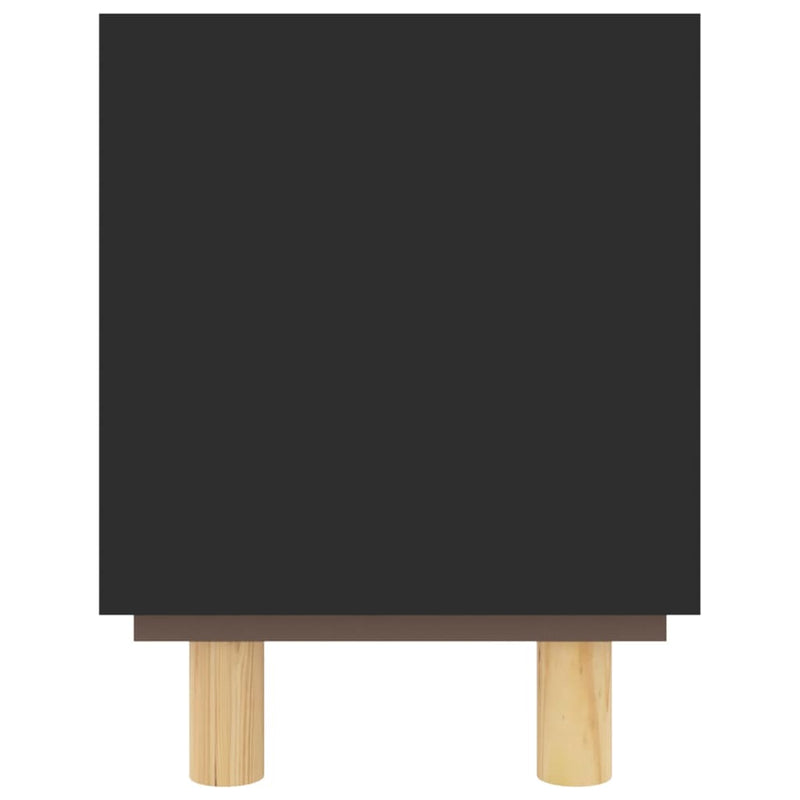 vidaXL TV Cabinet Black 105x30x40 cm Solid Wood Pine&Natural Rattan