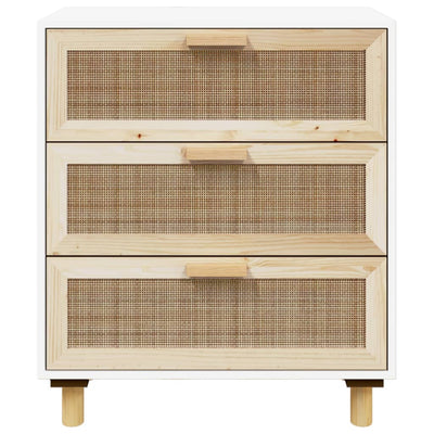 vidaXL Sideboard Black 60x30x70 cm Solid Wood Pine and Natural Rattan