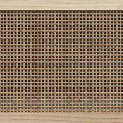 vidaXL Wall-mounted Coat Rack Black Engineered Wood and Natural Rattan