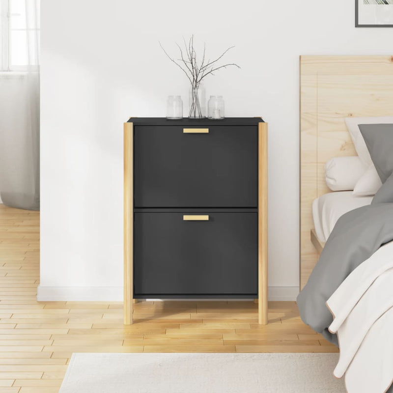 vidaXL Shoe Cabinet Black 57.5x33x80 cm Engineered Wood