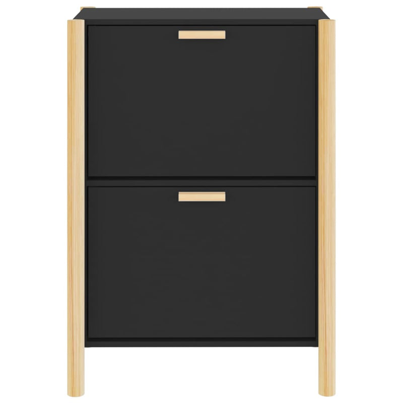 vidaXL Shoe Cabinet Black 57.5x33x80 cm Engineered Wood