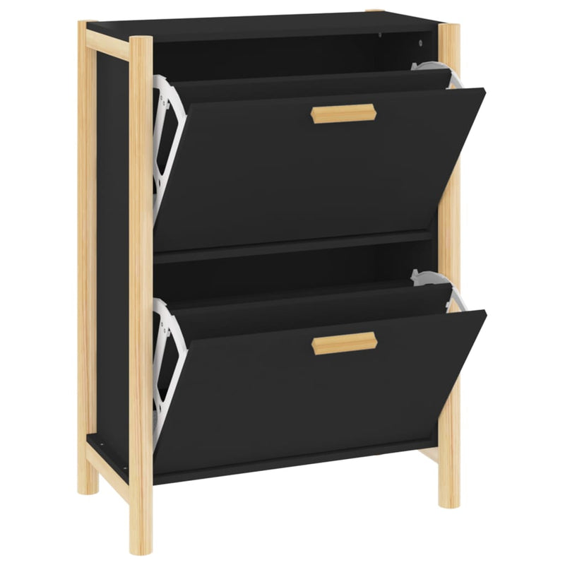 vidaXL Shoe Cabinet Black 57.5x33x80 cm Engineered Wood