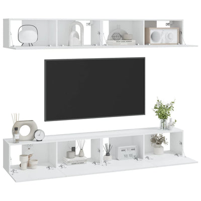 vidaXL Wall TV Cabinets 4 pcs High Gloss White 100x30x30 cm