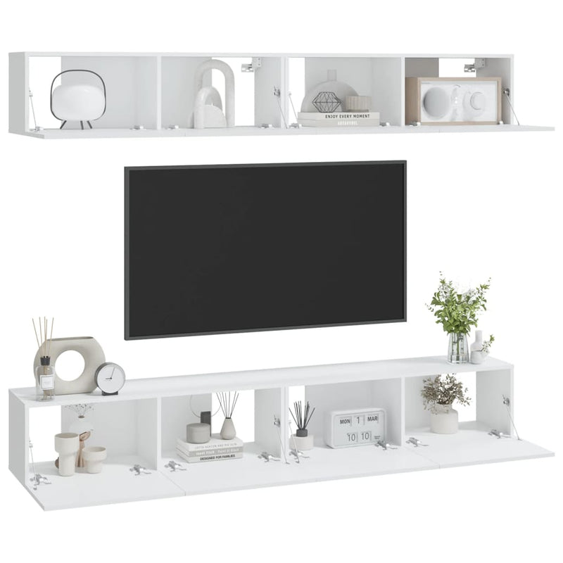 vidaXL Wall TV Cabinets 4 pcs High Gloss White 100x30x30 cm