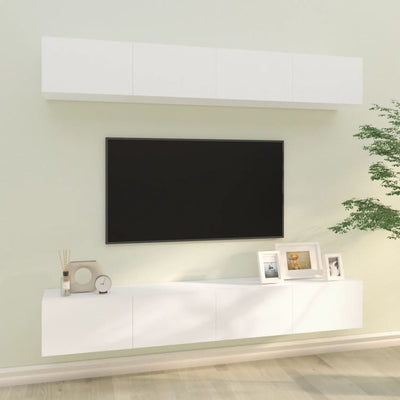 vidaXL Wall TV Cabinets 4 pcs High Gloss White 100x30x30 cm
