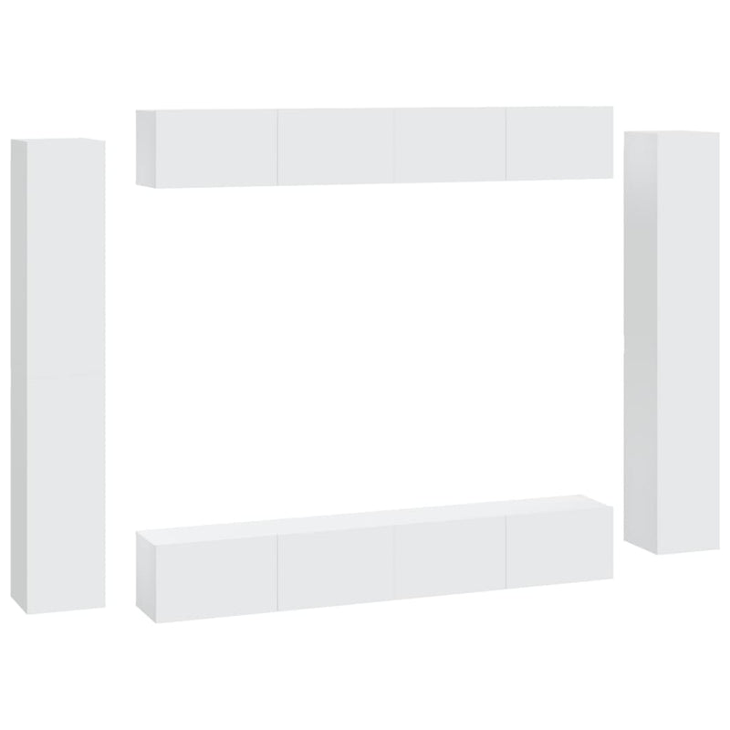 vidaXL 8 Piece TV Cabinet Set White Engineered Wood
