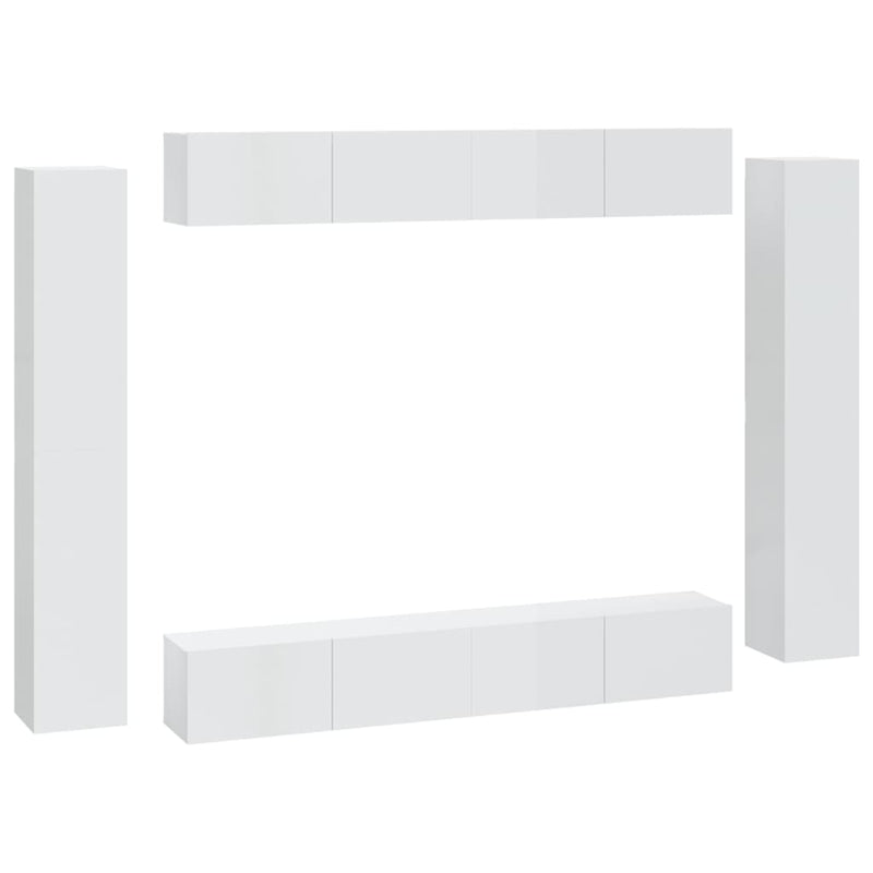 vidaXL 8 Piece TV Cabinet Set White Engineered Wood