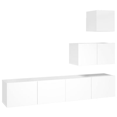 vidaXL 4 Piece TV Cabinet Set White Engineered Wood