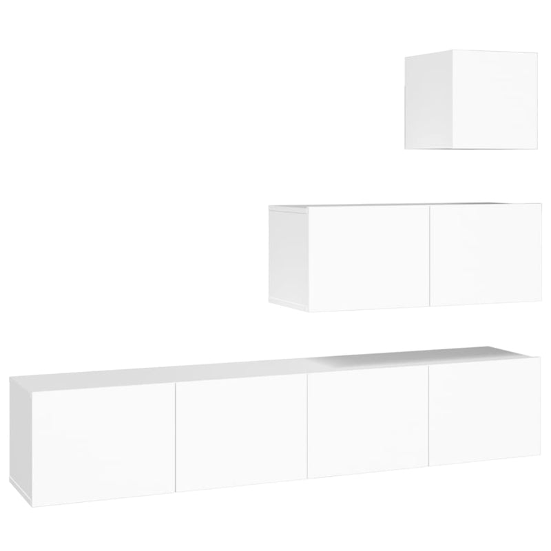 vidaXL 4 Piece TV Cabinet Set White Engineered Wood