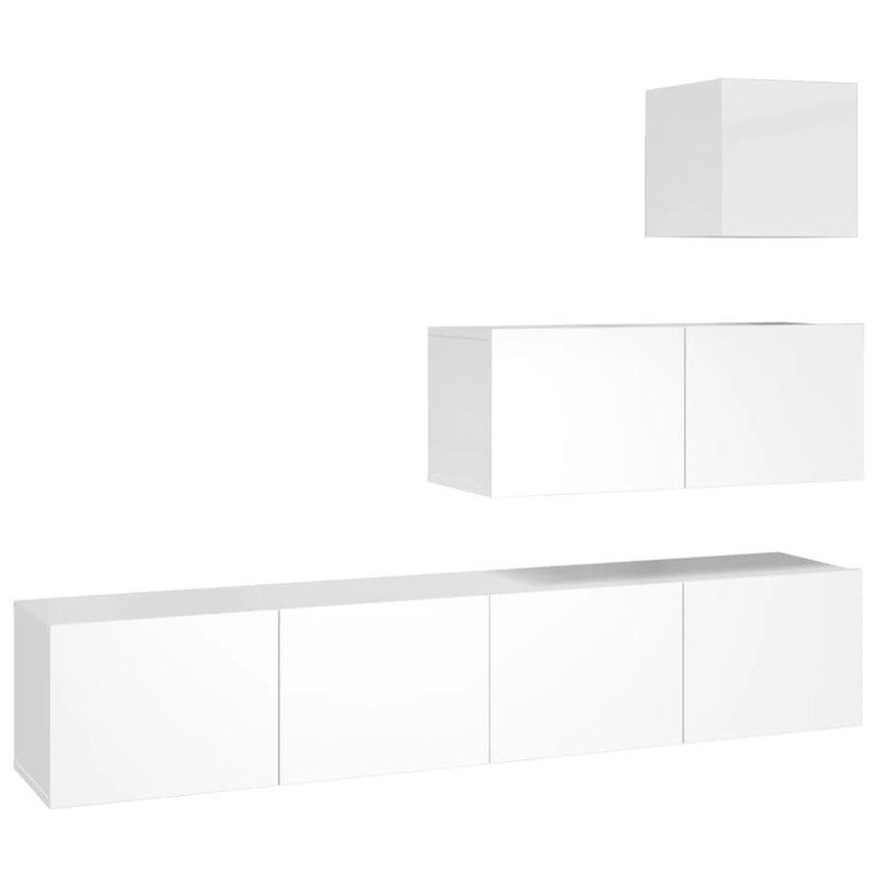 vidaXL 4 Piece TV Cabinet Set White Engineered Wood