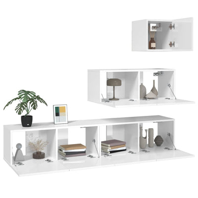 vidaXL 4 Piece TV Cabinet Set White Engineered Wood