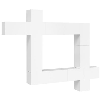 vidaXL 9 Piece TV Cabinet Set High Gloss White Engineered Wood