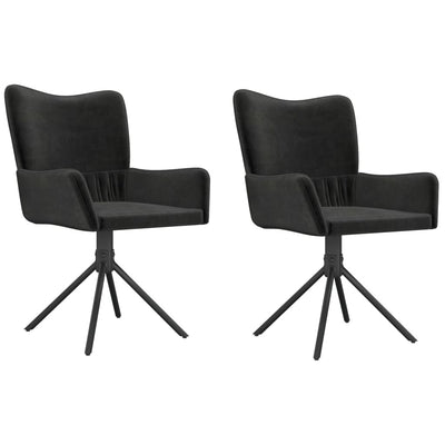 vidaXL Swivel Dining Chairs 2 pcs Black Velvet
