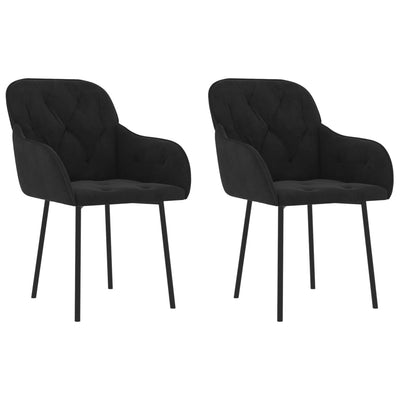 vidaXL Dining Chairs 2 pcs Black Velvet