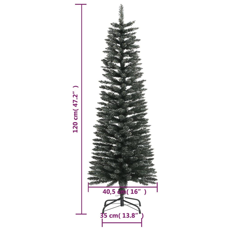 vidaXL Artificial Slim Christmas Tree with Stand Green 240 cm PVC