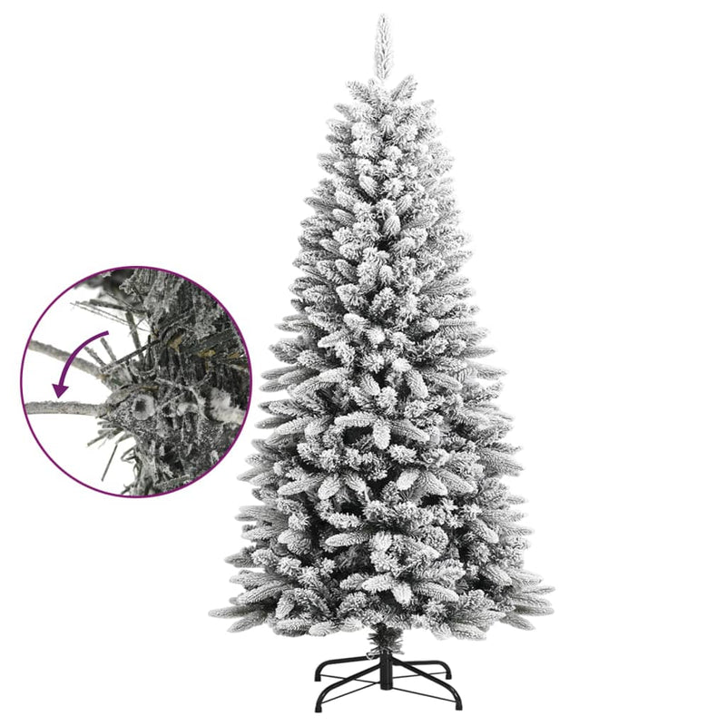 vidaXL Artificial Christmas Tree with Flocked Snow 210 cm PVC&PE