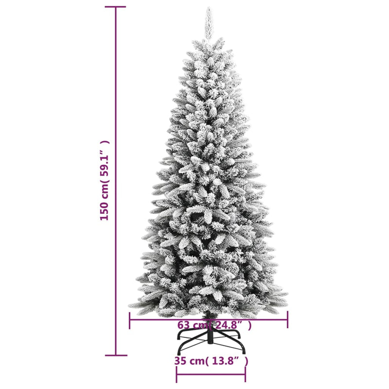vidaXL Artificial Christmas Tree with Flocked Snow 210 cm PVC&PE