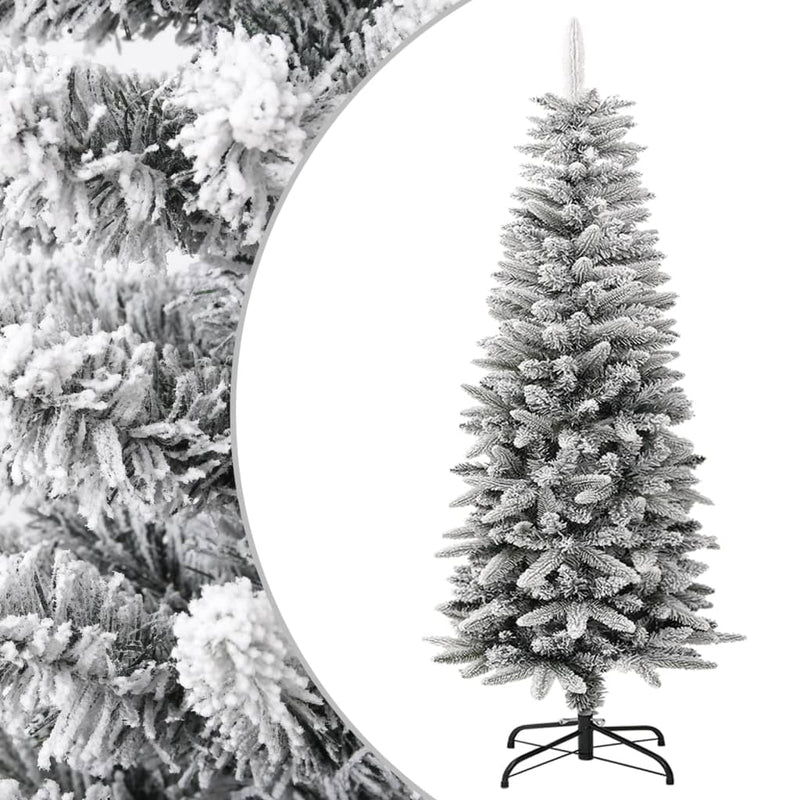 vidaXL Artificial Slim Christmas Tree with Flocked Snow 180 cm PVC&PE