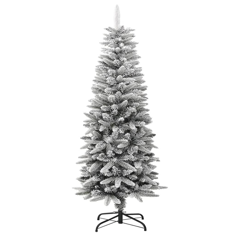 vidaXL Artificial Slim Christmas Tree with Flocked Snow 180 cm PVC&PE