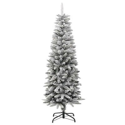 vidaXL Artificial Slim Christmas Tree with Flocked Snow 180 cm PVC&PE