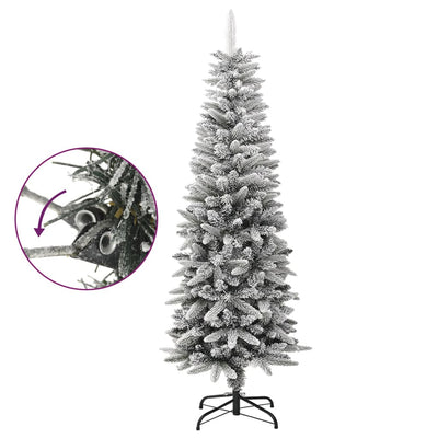 vidaXL Artificial Slim Christmas Tree with Flocked Snow 180 cm PVC&PE