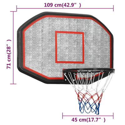vidaXL Basketball Backboard Black 90x60x2 cm Polyethene
