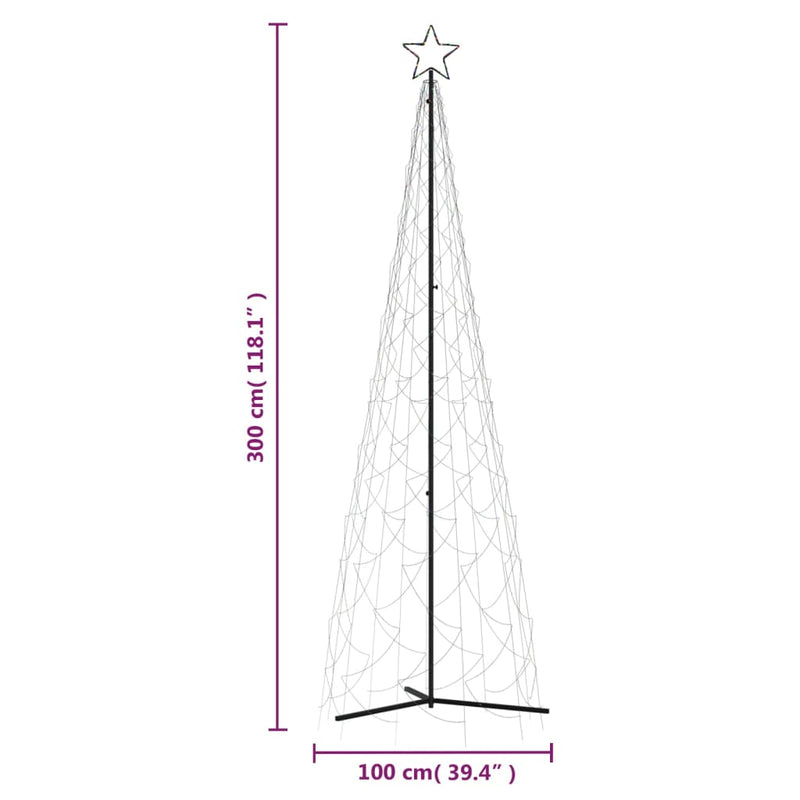 vidaXL Christmas Cone Tree Colourful 500 LEDs 100x300 cm