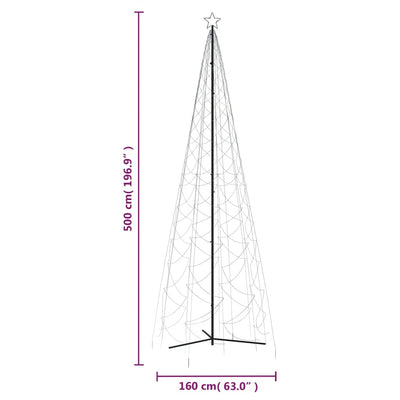 vidaXL Christmas Cone Tree Cold White 1400 LEDs 160x500 cm