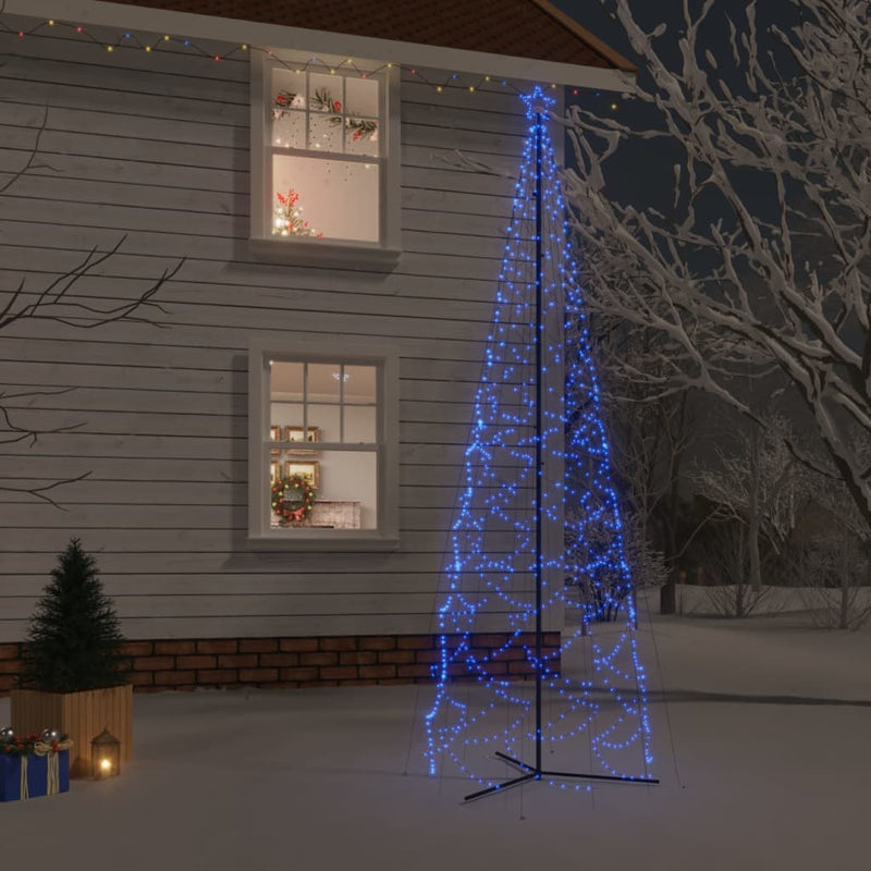 vidaXL Christmas Cone Tree Blue 1400 LEDs 160x500 cm