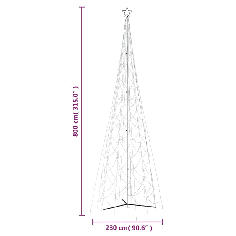 vidaXL Christmas Cone Tree Cold White 3000 LEDs 230x800 cm