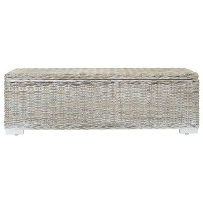 vidaXL Storage Box Grey 110 cm Natural Kubu Rattan & Solid Wood Mango